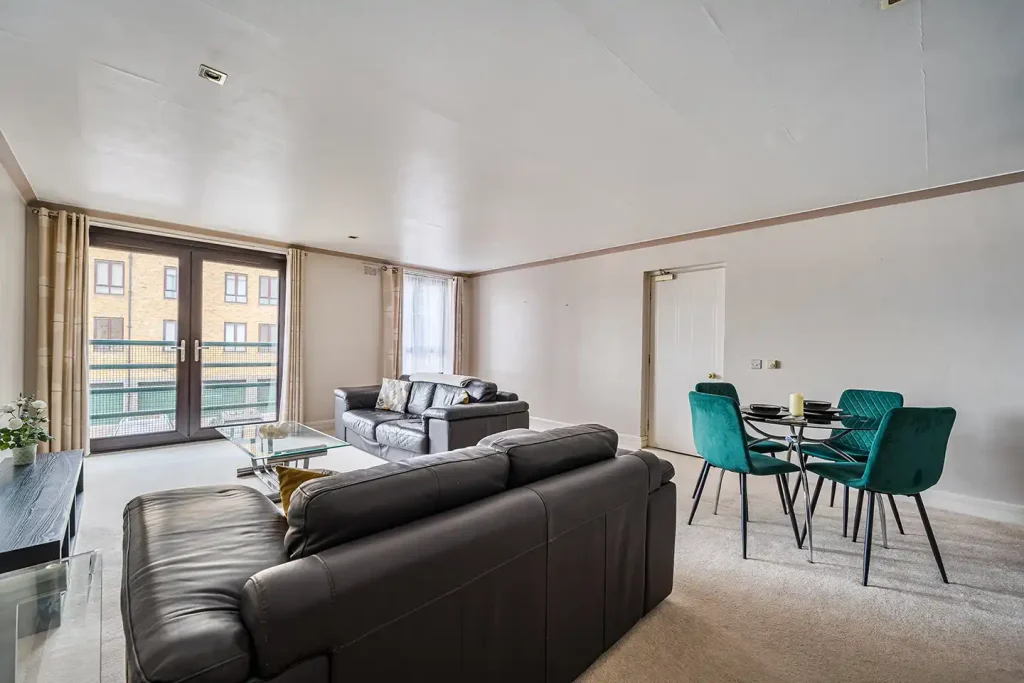 Open Plan Living and Dining Area with Balcony